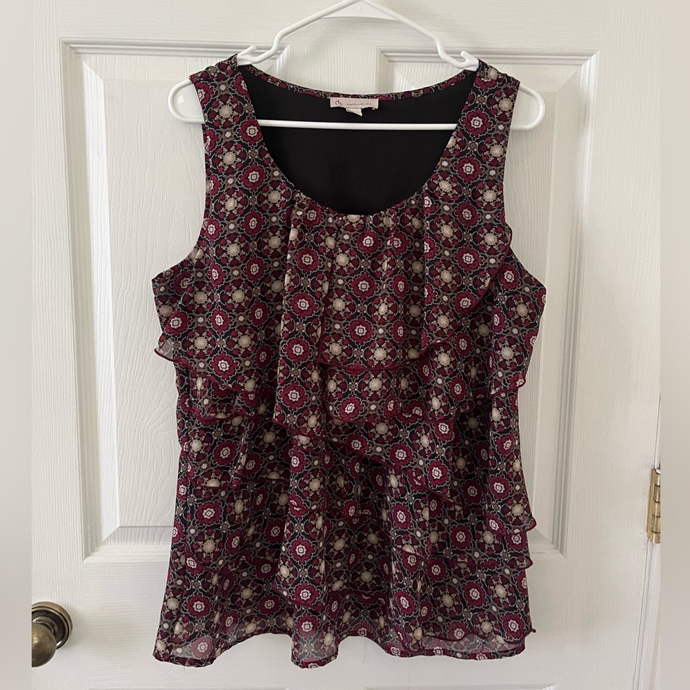 House of CB Sleeveless Floral Tiered Ruffle Tank Top